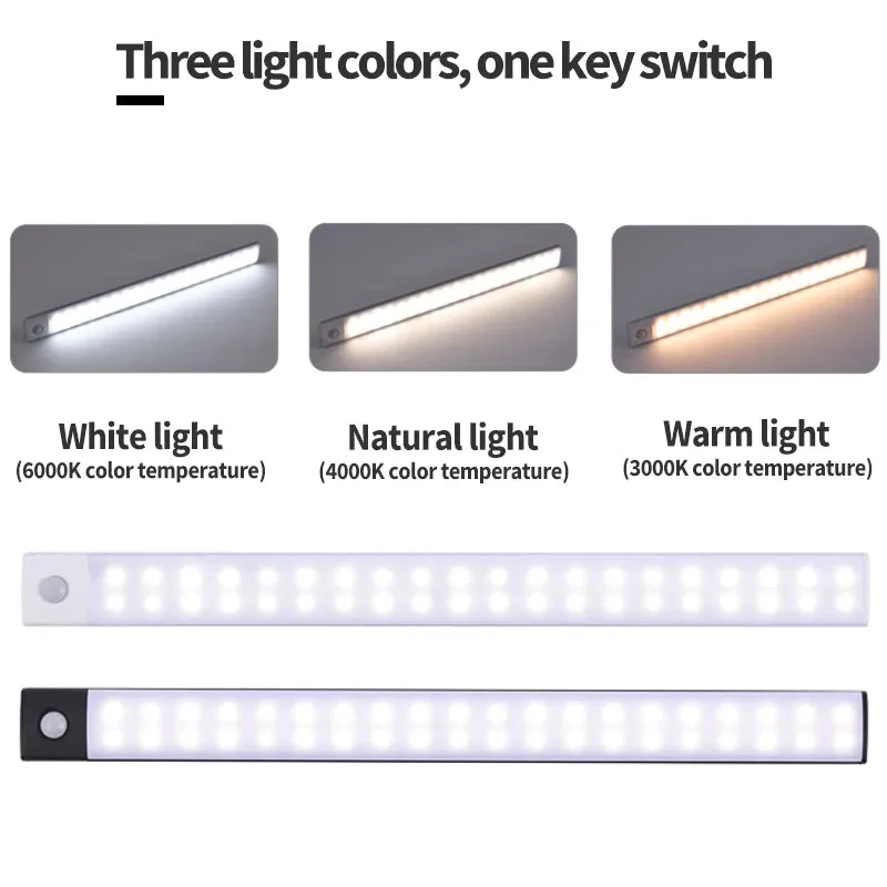 💡 Cabinet Light USB Rechargeable | Motion Sensor LED Lamp | 3-in-1 Colors for Kitchen, Wardrobe & Indoor Lighting (10/20/30/40/50cm)