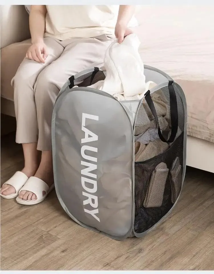 🧺 Durable Folding Laundry Basket | Large Washable Toy & Clothes Organizer | Breathable Mesh Storage for Bathroom & Bedroom