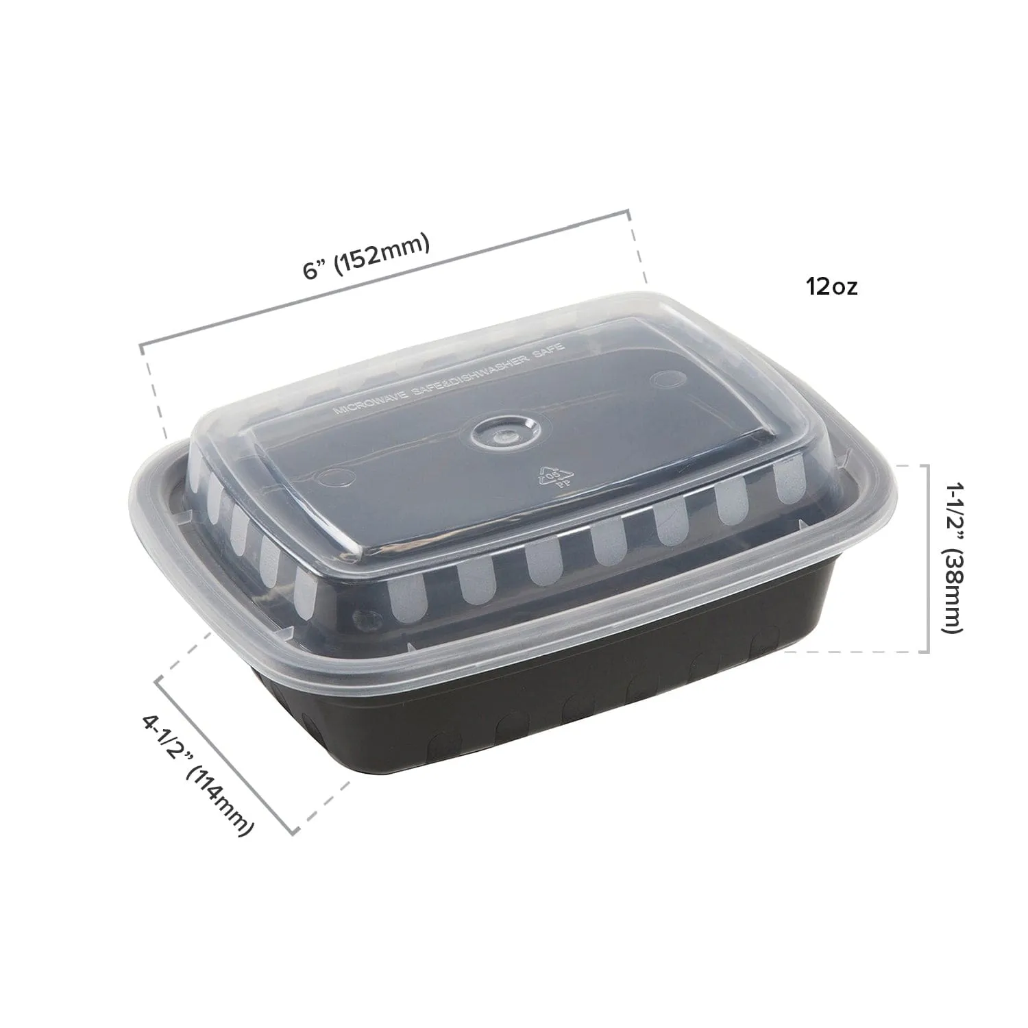 12 oz. Rectangular Black Containers and Lids, Case of 150