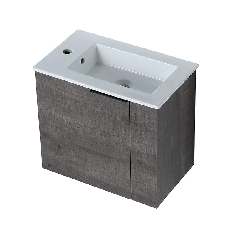 22 Inch Small Bathroom Vanity Cabinet with Sink Float Mounting Design, Soft Close Door