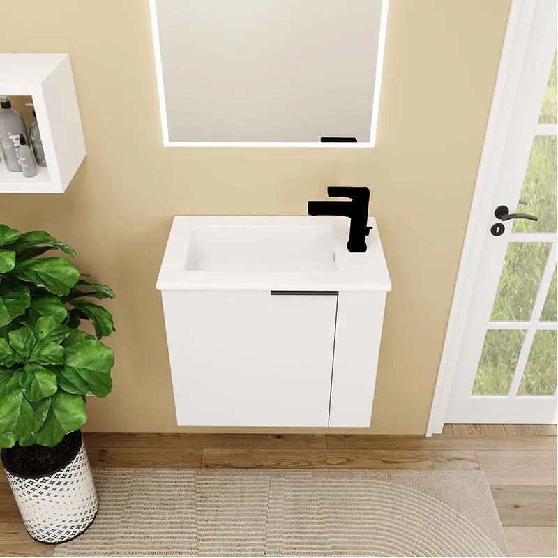 22 Inch Small Bathroom Vanity Cabinet with Sink Float Mounting Design, Soft Close Door