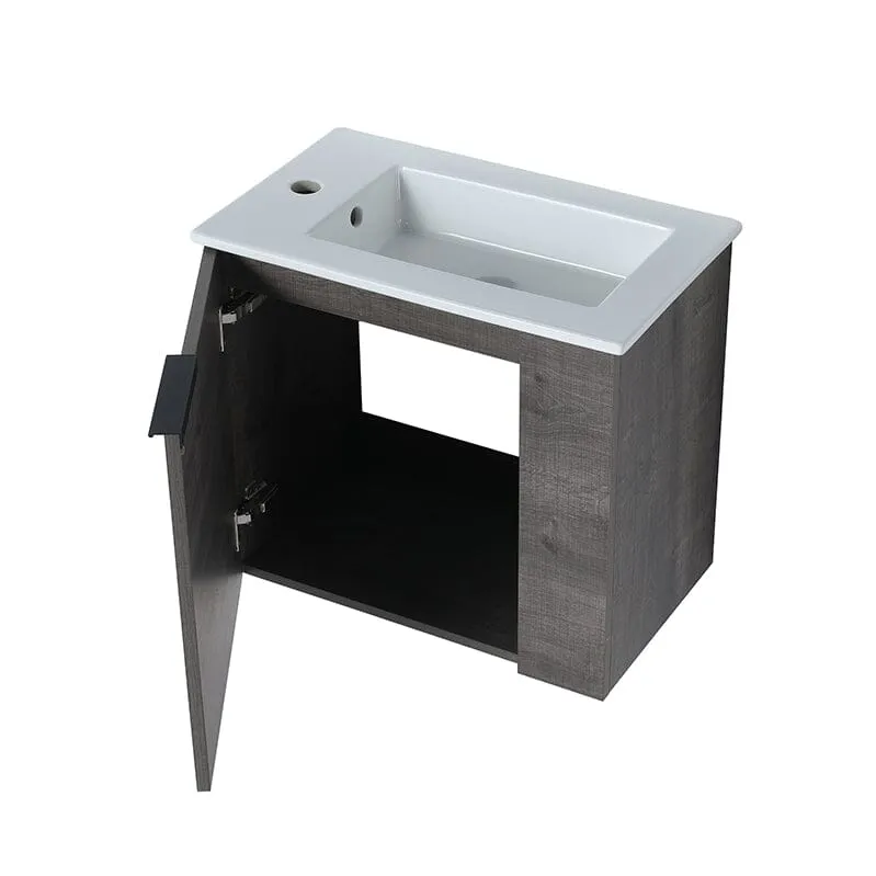 22 Inch Small Bathroom Vanity Cabinet with Sink Float Mounting Design, Soft Close Door