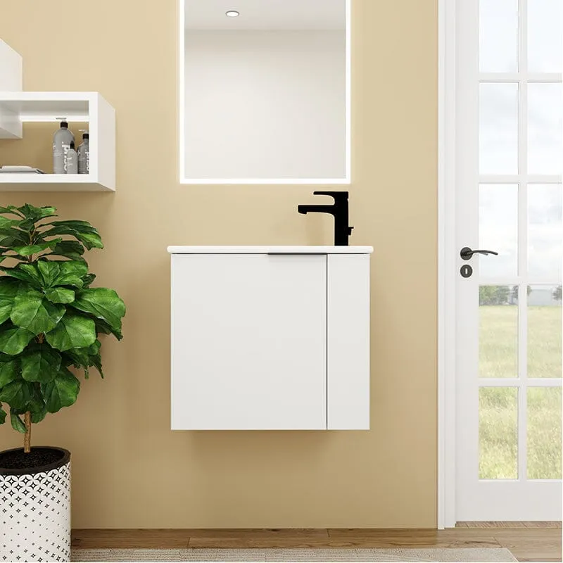 22 Inch Small Bathroom Vanity Cabinet with Sink Float Mounting Design, Soft Close Door