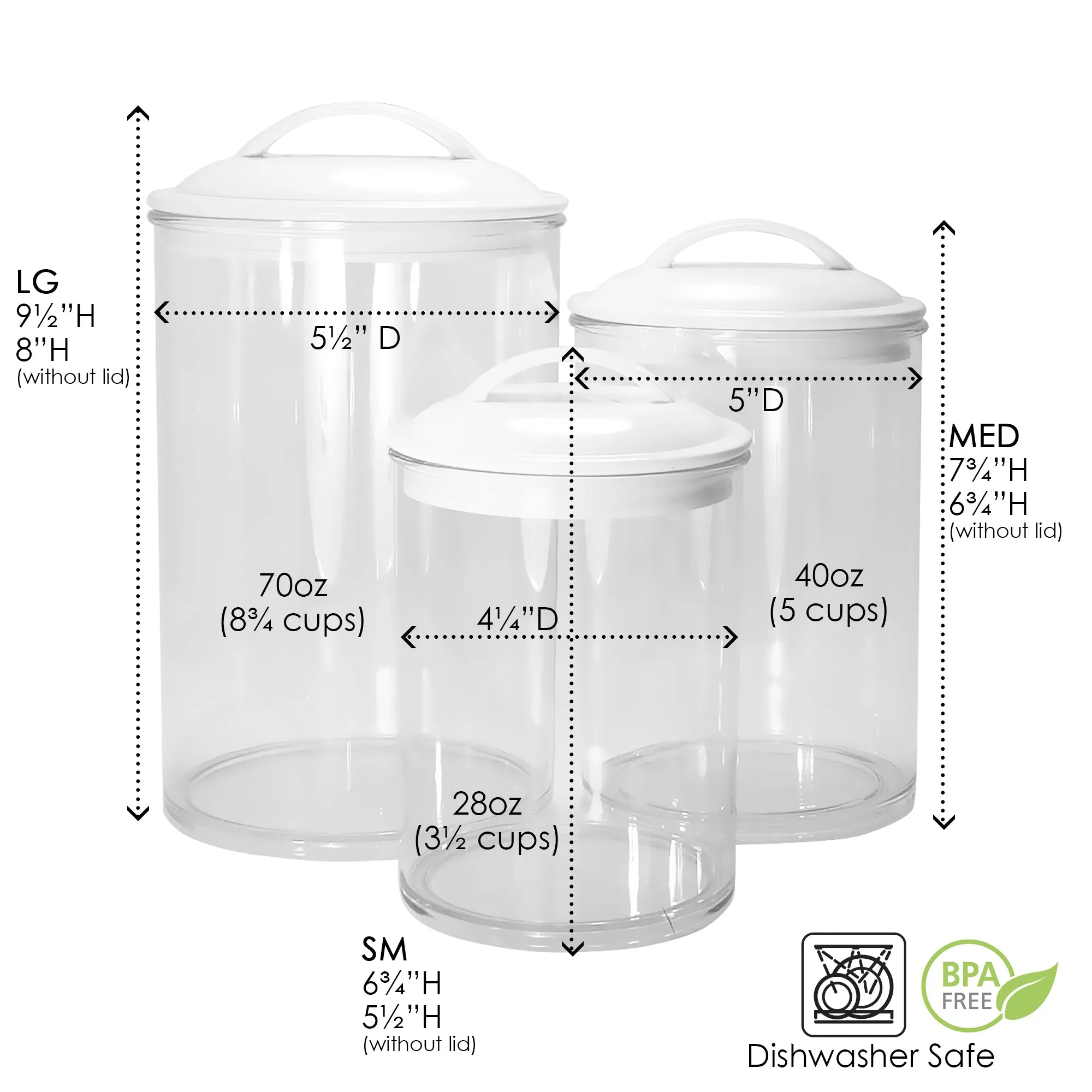 6pc Acrylic Canister Set, Charcoal