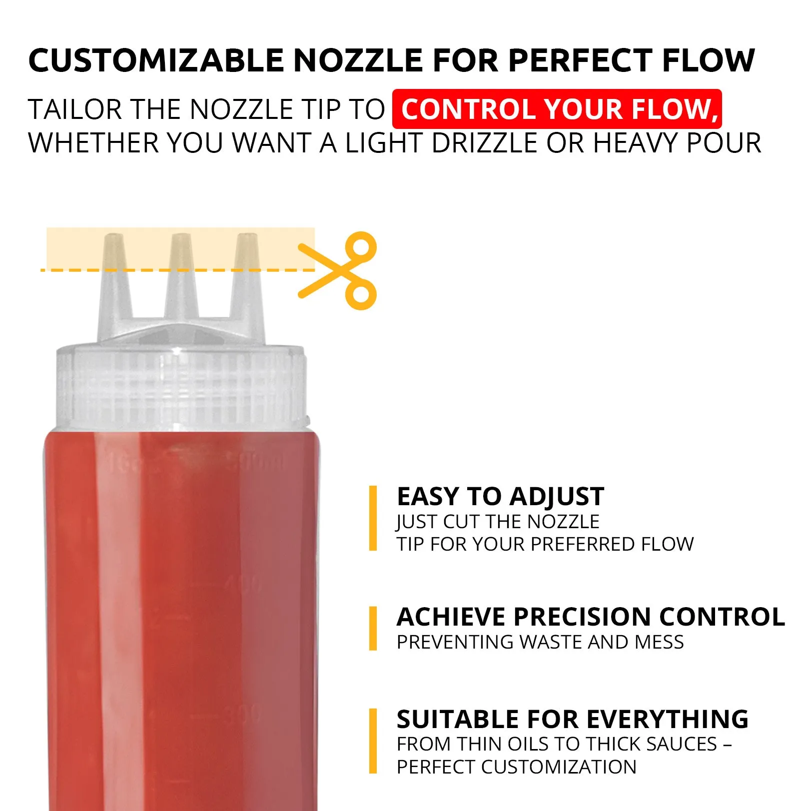 ALDKitchen Squeeze 4 pcs Bottle Set | 3-Hole Design Condiment Bottles | Durable, Food-Safe, & Versatile