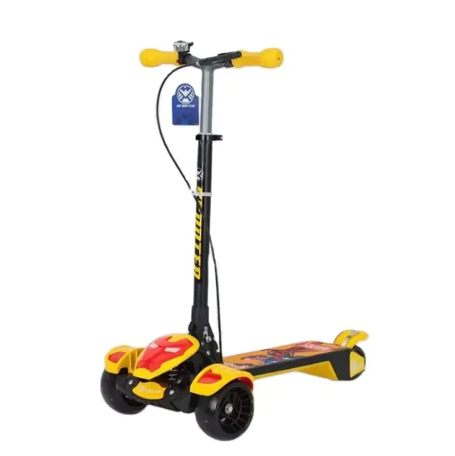 Avengers Large Foldable Kick Scooter With Light & Music - Yellow