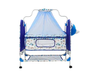 BABYBLESSING Baby Cradle with Swing and Mosquito Net | with Swing Lock | Foldable | Sturdy and Safe | Durable | with Mosquito Net & Pillow | Jhulla | Baby Swing | 0-15 Months | Purple