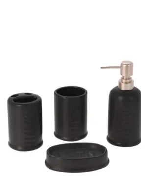 Bathroom Stoneware 4 Piece Accessory Set - Black