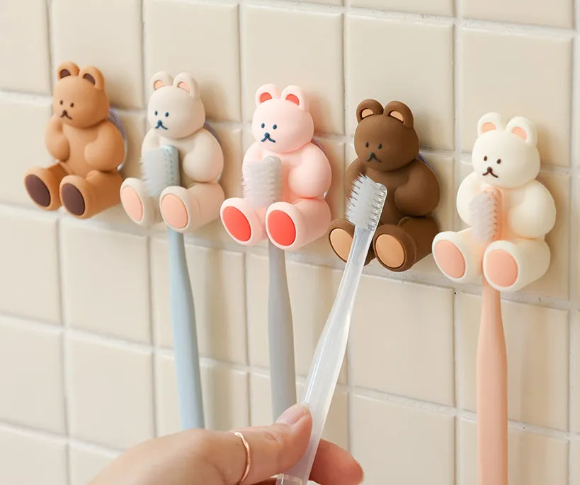 Bear Characters Toothbrushes Holders Teeth Dental Care Tools Bathrooms Racks Silicone