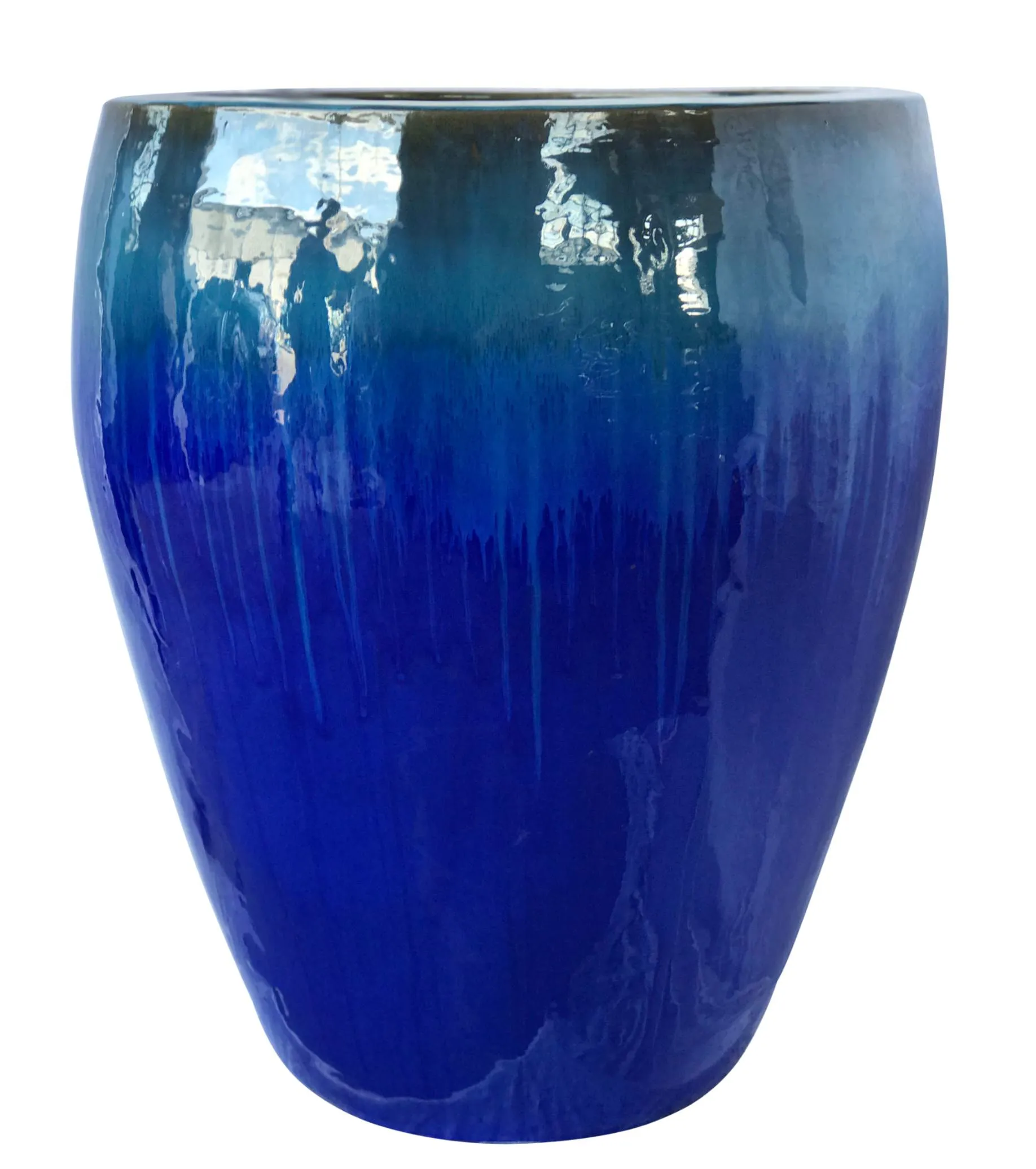 Blue Glazed Tall Garden Pot - Big Buy Garden Centre (Set Of 3)