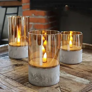 CALANDIS® Flameless Led Candle Crafts Tea Light Candle for Living Room Hallway Bedroom 8Cmx8Cmx20Cm Gold