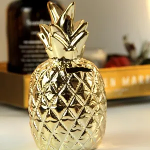 Ceramic Gold Pineapple Container