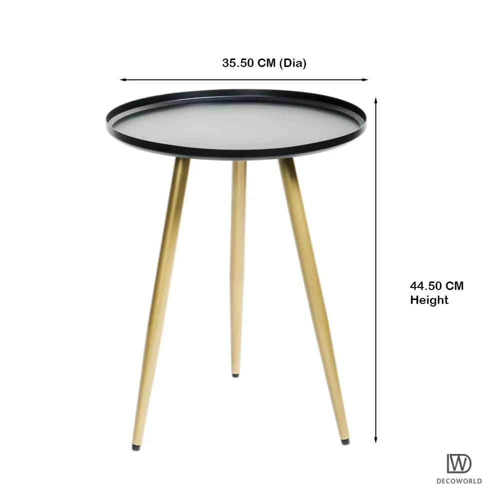 DECOWORLD|| Elegant Side Table || Metal Side Table || Side Table for Living Room, Sofa Side Table or Bed Side Stand|| End Table (Black & Golden)