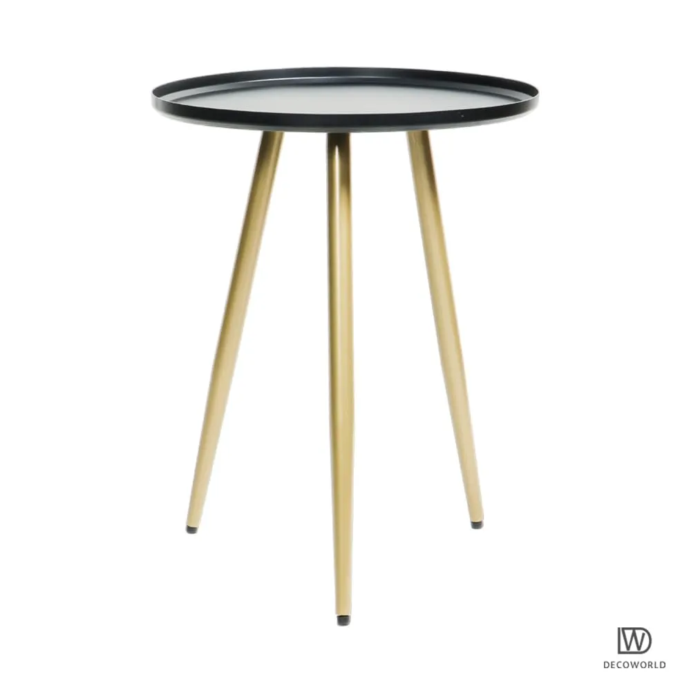 DECOWORLD|| Elegant Side Table || Metal Side Table || Side Table for Living Room, Sofa Side Table or Bed Side Stand|| End Table (Black & Golden)