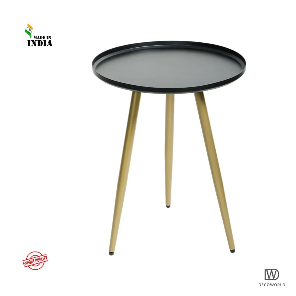 DECOWORLD|| Elegant Side Table || Metal Side Table || Side Table for Living Room, Sofa Side Table or Bed Side Stand|| End Table (Black & Golden)