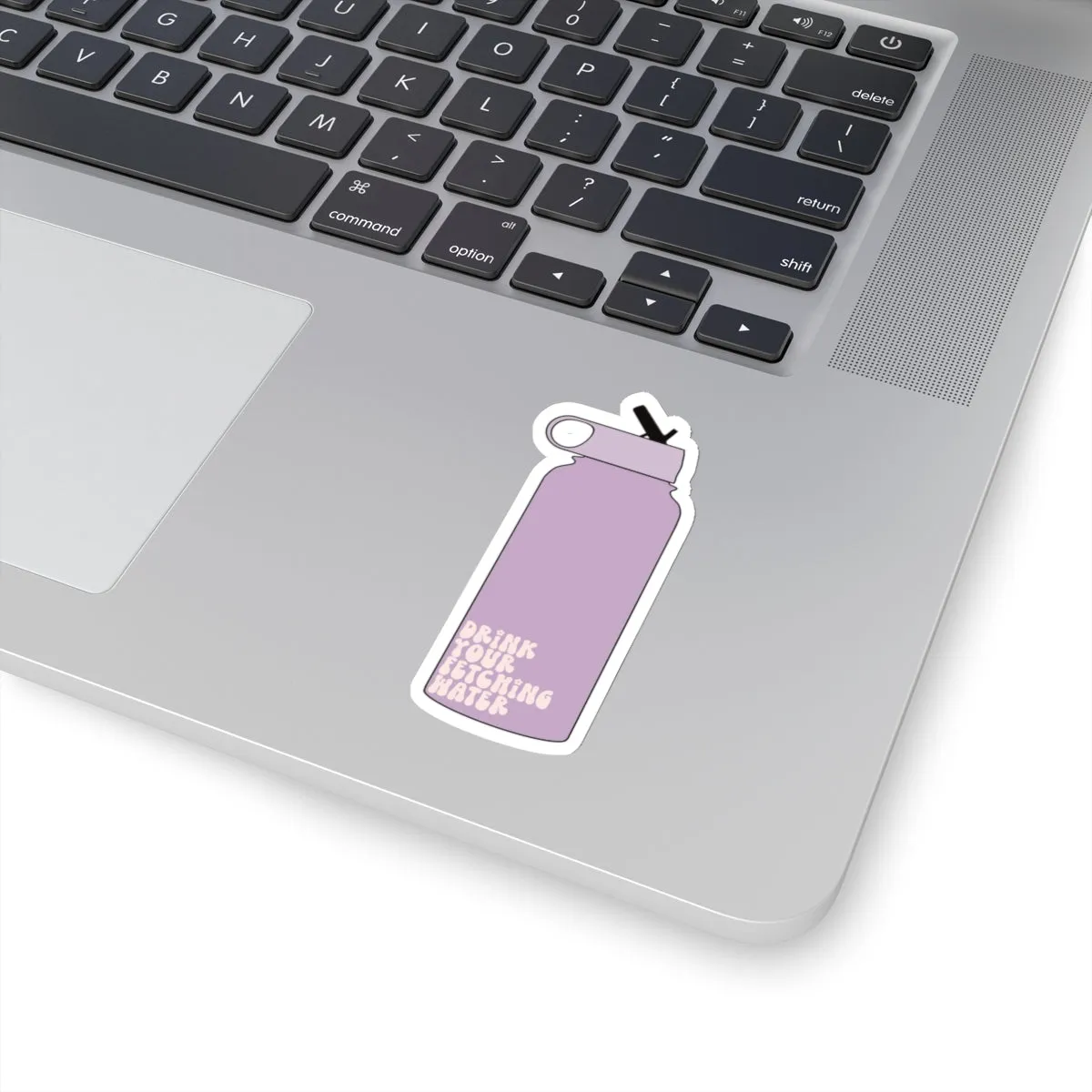 Drink Your Fetching Water Purple Water Bottle Kiss-Cut Sticker