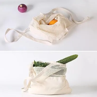 Eco friendly Reusable Washable Natural Organic Cotton Mesh Bag