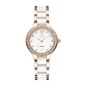 Elegant Ceramic Waterproof Watch with Diamond Accents