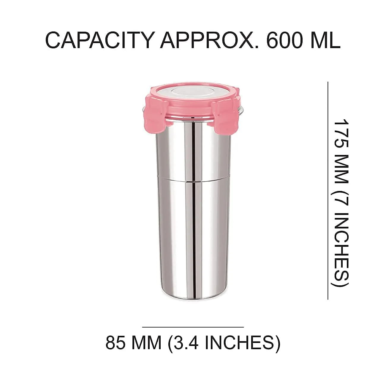 Entisia Stainless Steel Fusion Tumbler Glass - 1 Pcs Multi-Purpose Lock & Seal Leak Proof Glass Jar, Air Tight Transparent Glass Container for Milk, Juice, Buttermilk, Home, Office, Travel (600 Ml)