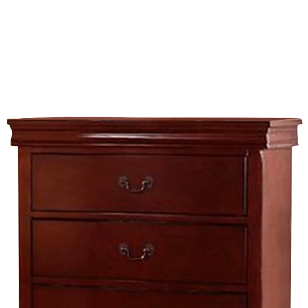 Five Drawers Traditional Style Wooden Chest , Cherry