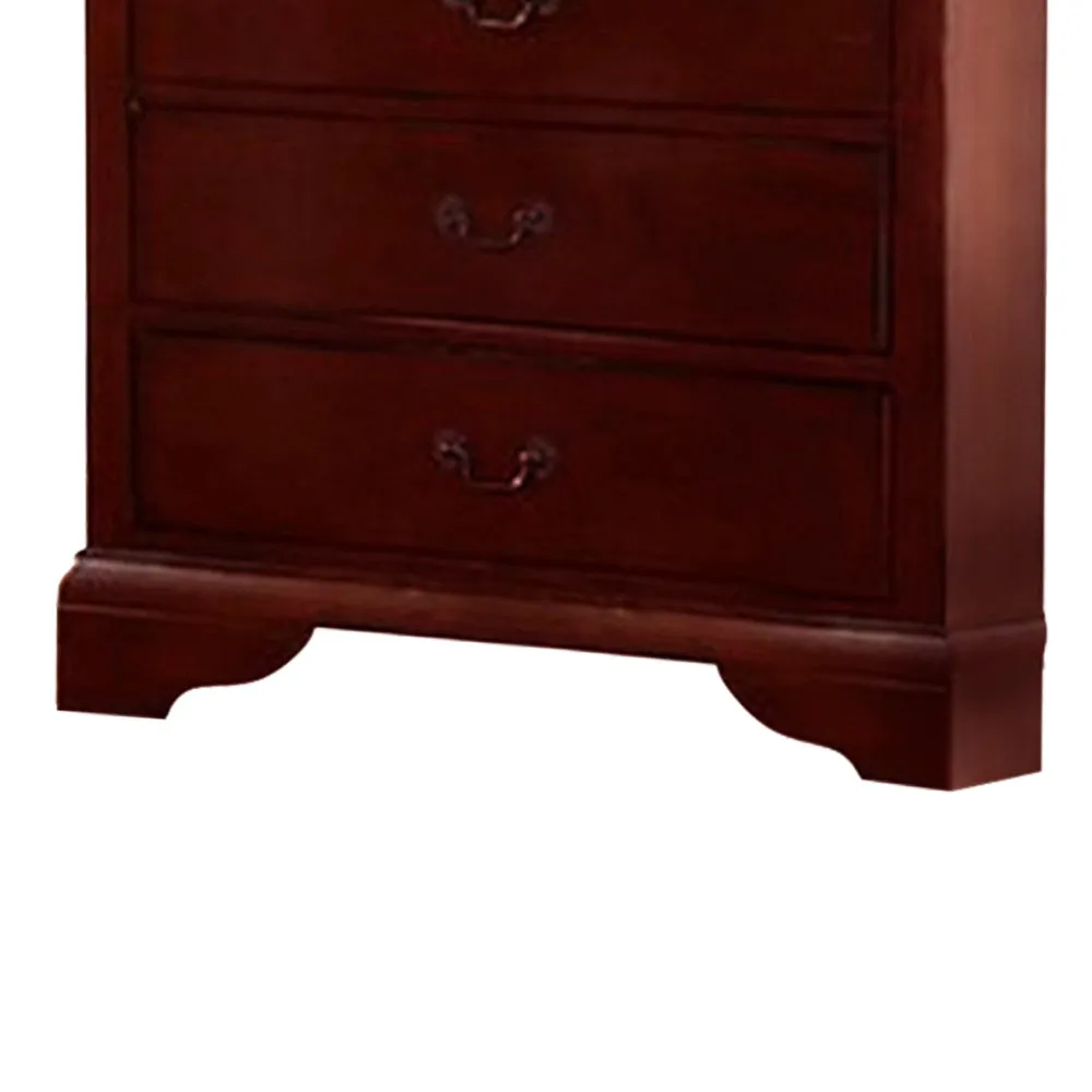 Five Drawers Traditional Style Wooden Chest , Cherry