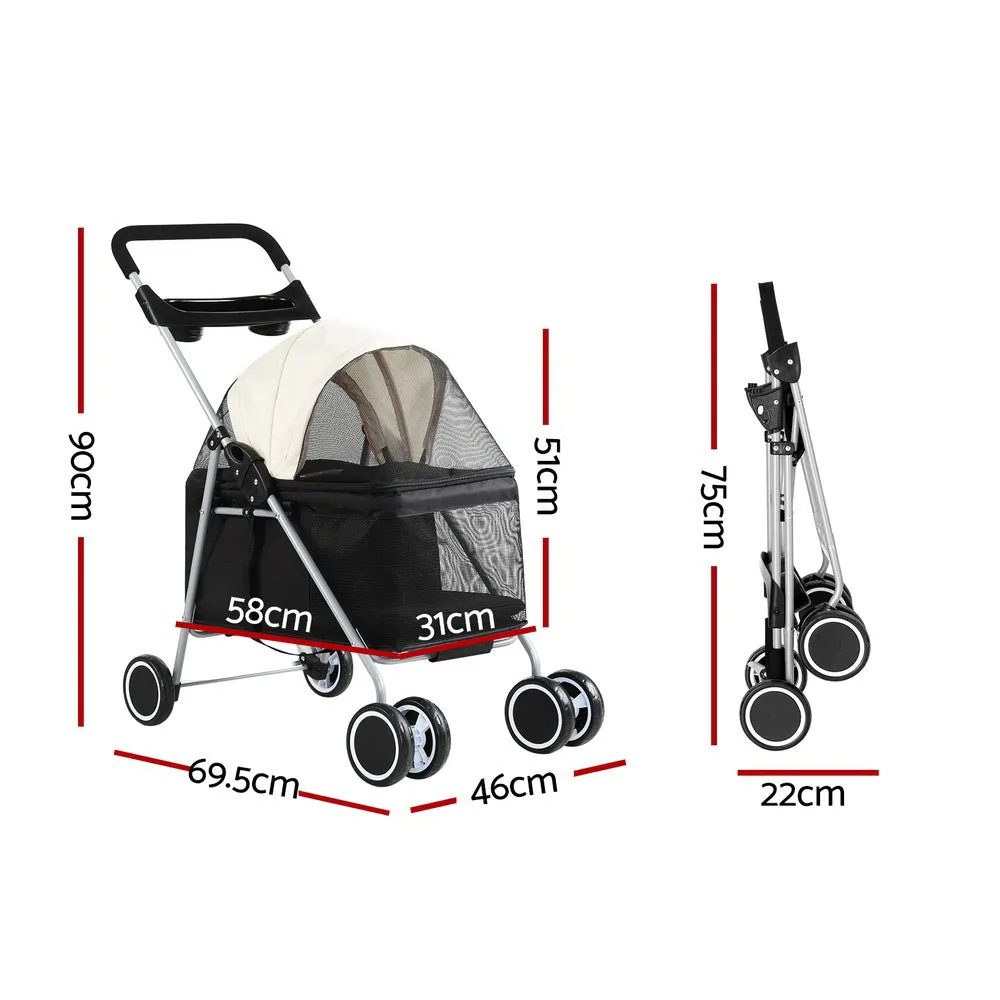 Foldable Large Pet Stroller with Mesh Window - i.Pet