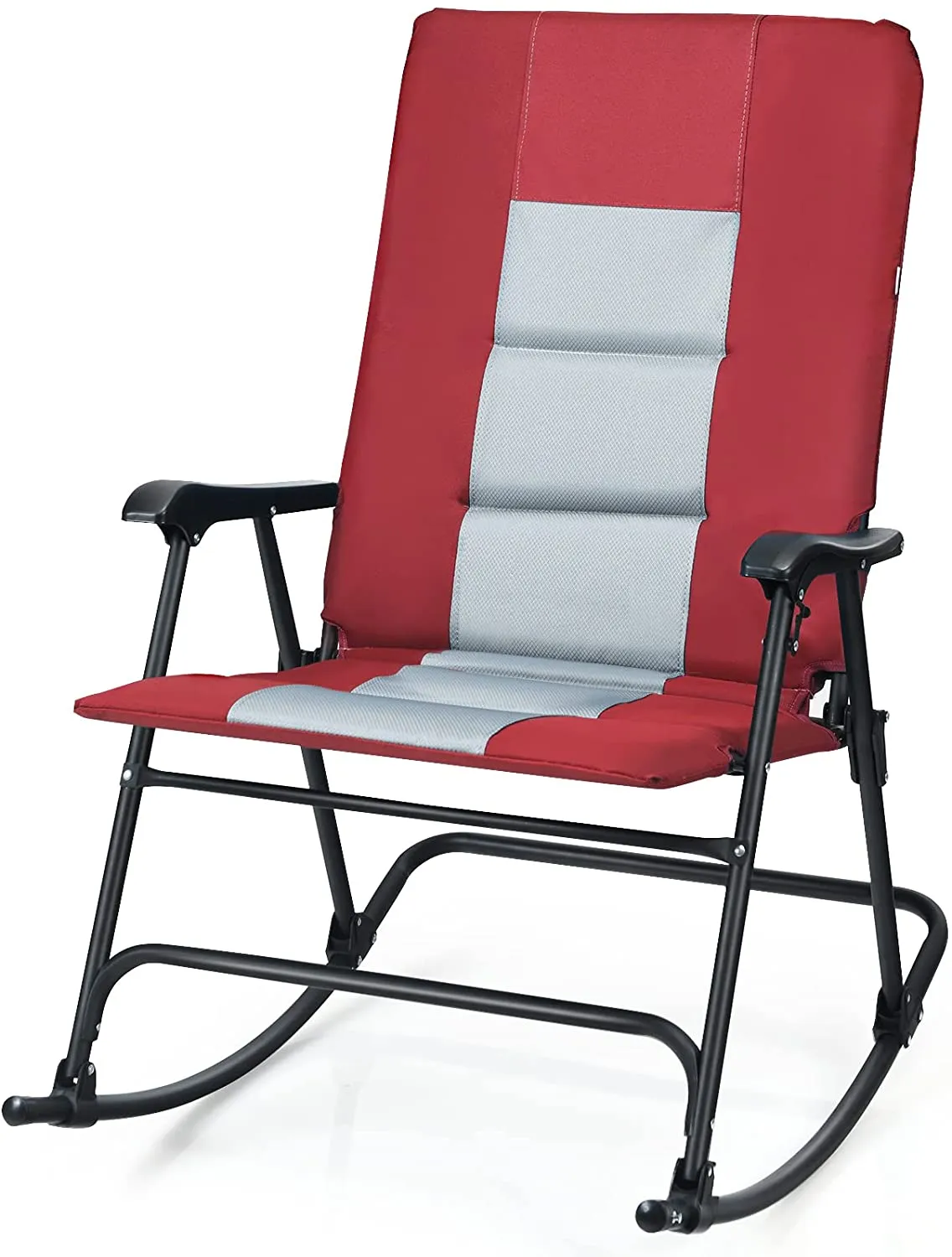 Folding Rocking Chair, Rocking Chair with Padded Seat High Back & Armrest, Support 350 lbs