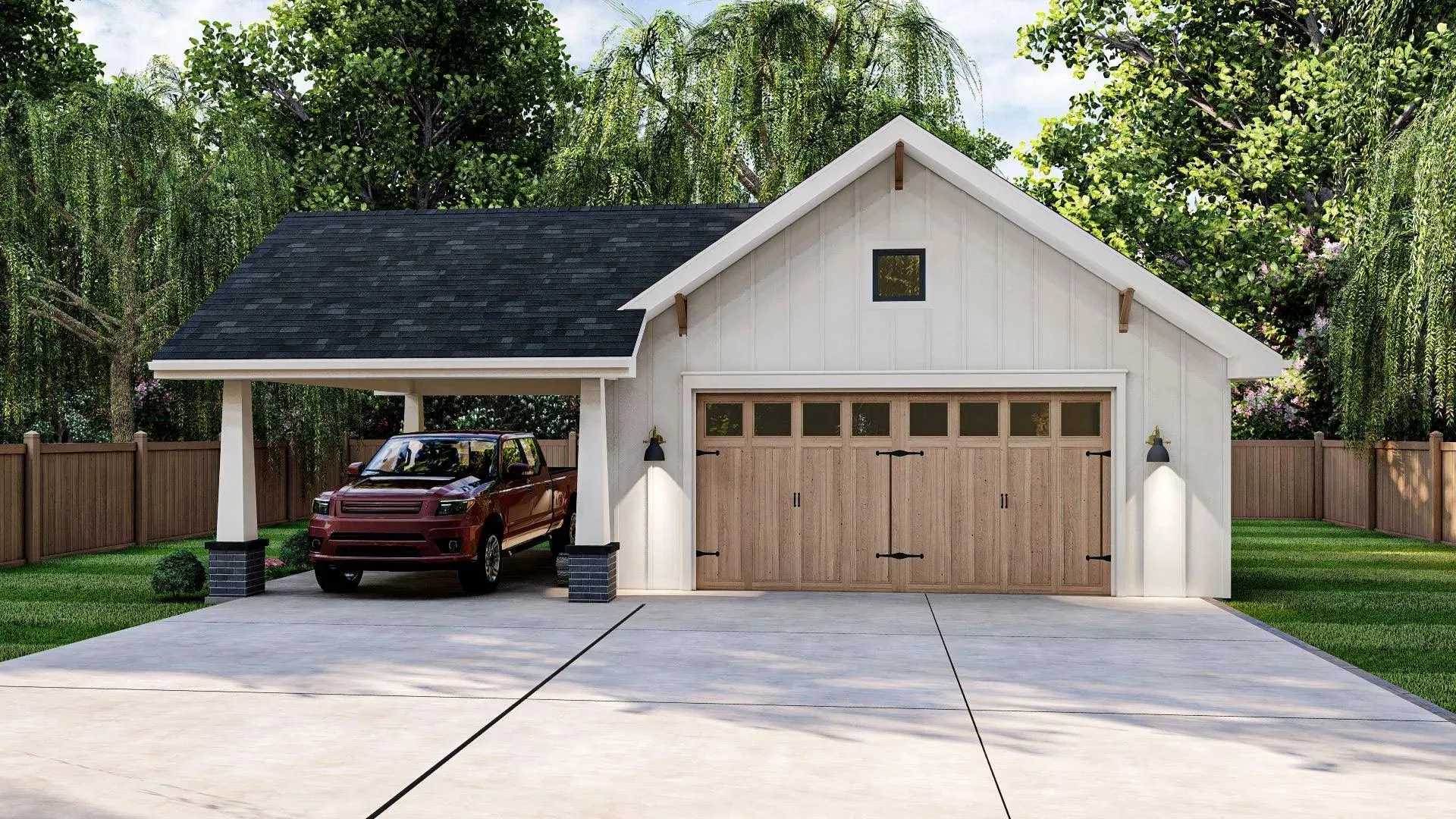 Functional Garage Plan with Two Bays and Workshop Potential