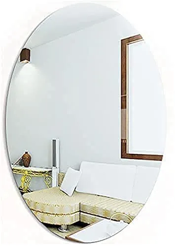 GAKSON Oval Shape Adhesive Mirror Sticker for Wall Tiles Home,Bathroom Bedroom Living Room Basin Mirror Bathroom Wall Mirror Stickers Unbreakable Plastic Wall Mirror 20 * 30 (1, 30X20)