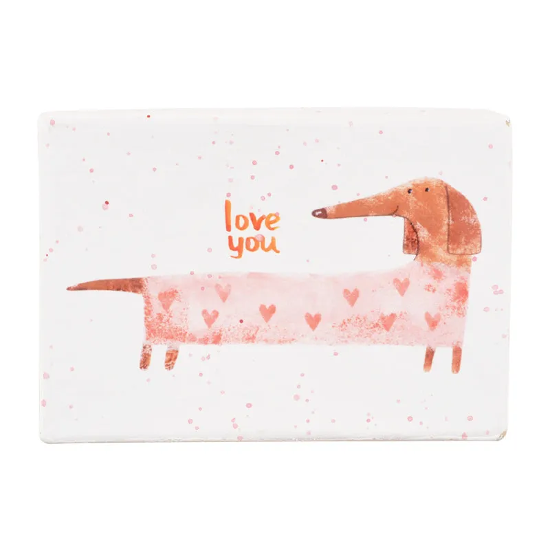 Gift Boxes-Dachshund in suit with hearts-Paper Mache-Rectangle-X-Small-Quantity 1