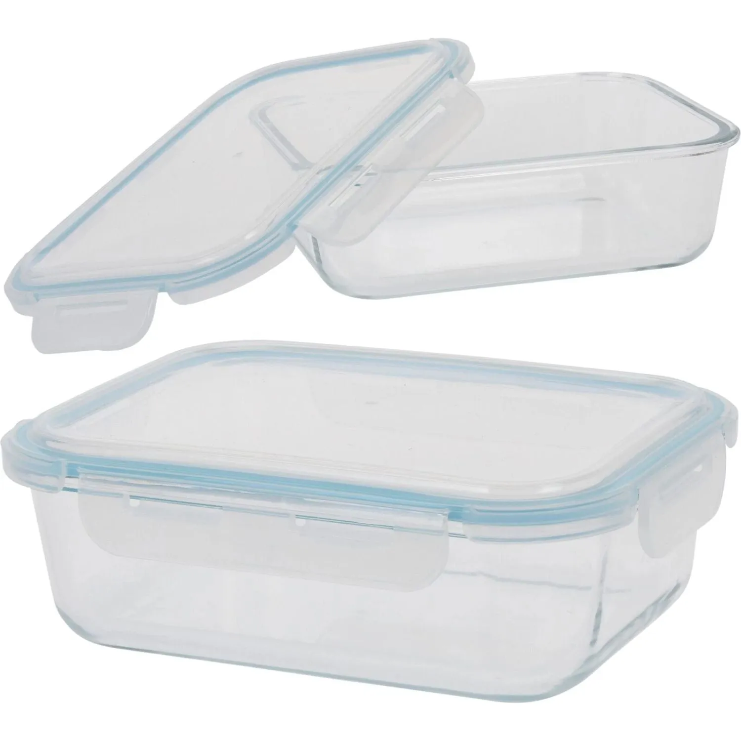 H&S Collection 1480ml Glass Storage Container with Lid 23cm x 17.5cm x 8.3cm