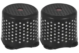 Heart Home Comfy Stool Dot Printed Multiuses Portable, Lightweight, Strong, Durable Plastic Bathroom/Step/Sitting Stool, Patla- Pack of 2 (Black)-46HH0153