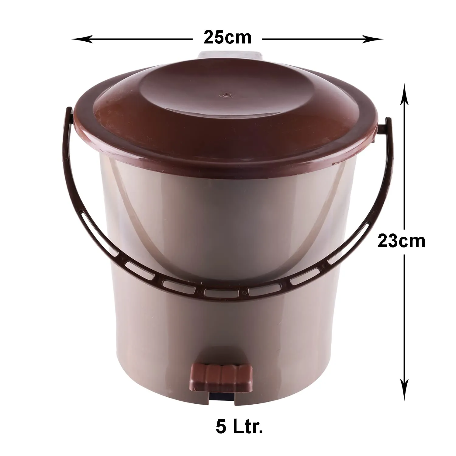 Heart Home Pedal Dustbin|Plastic Pedal Dustbin|Kitchen Waste Paper Bin|Dustbin For Bedroom|5 Liter Dustbin (Brown)