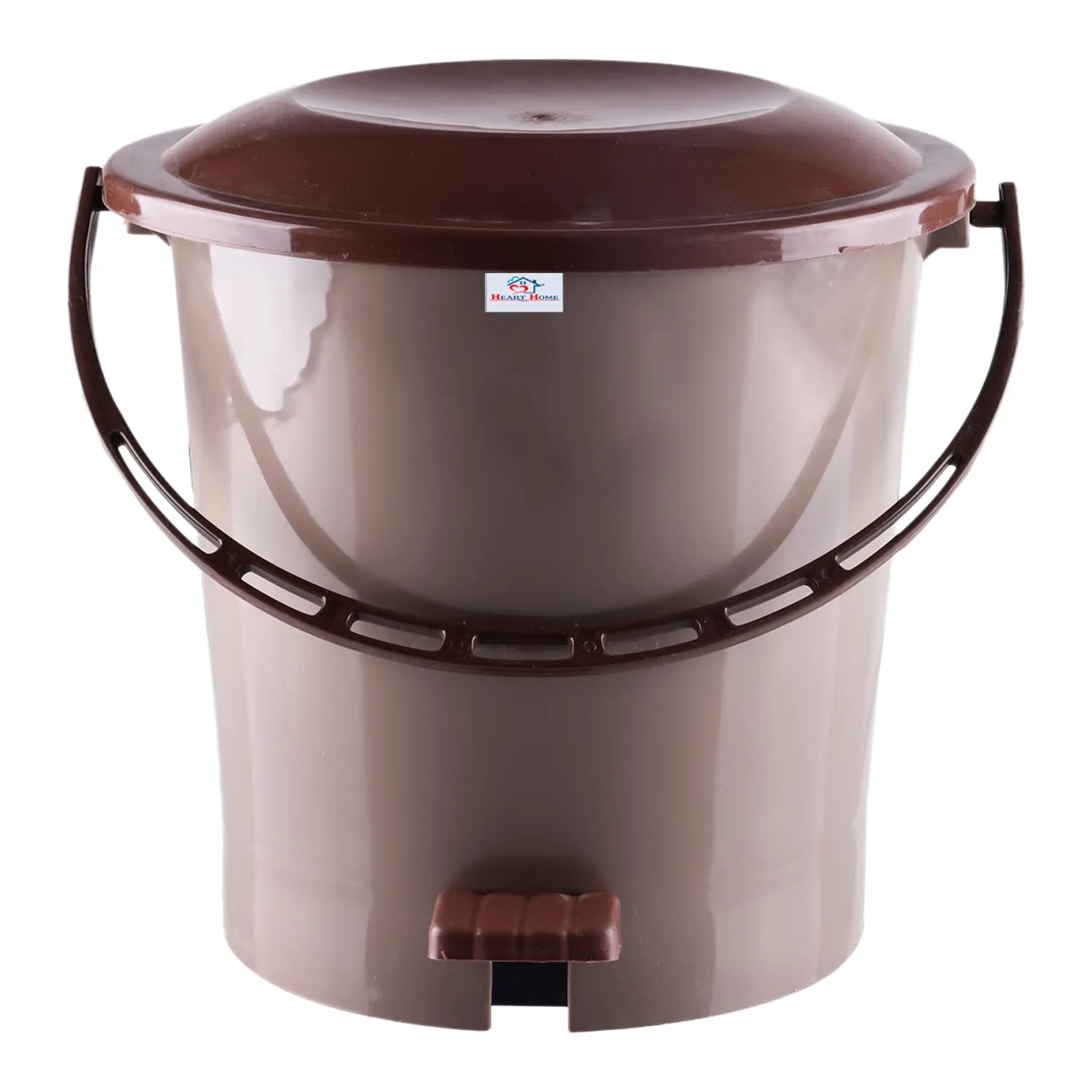 Heart Home Pedal Dustbin|Plastic Pedal Dustbin|Kitchen Waste Paper Bin|Dustbin For Bedroom|5 Liter Dustbin (Brown)