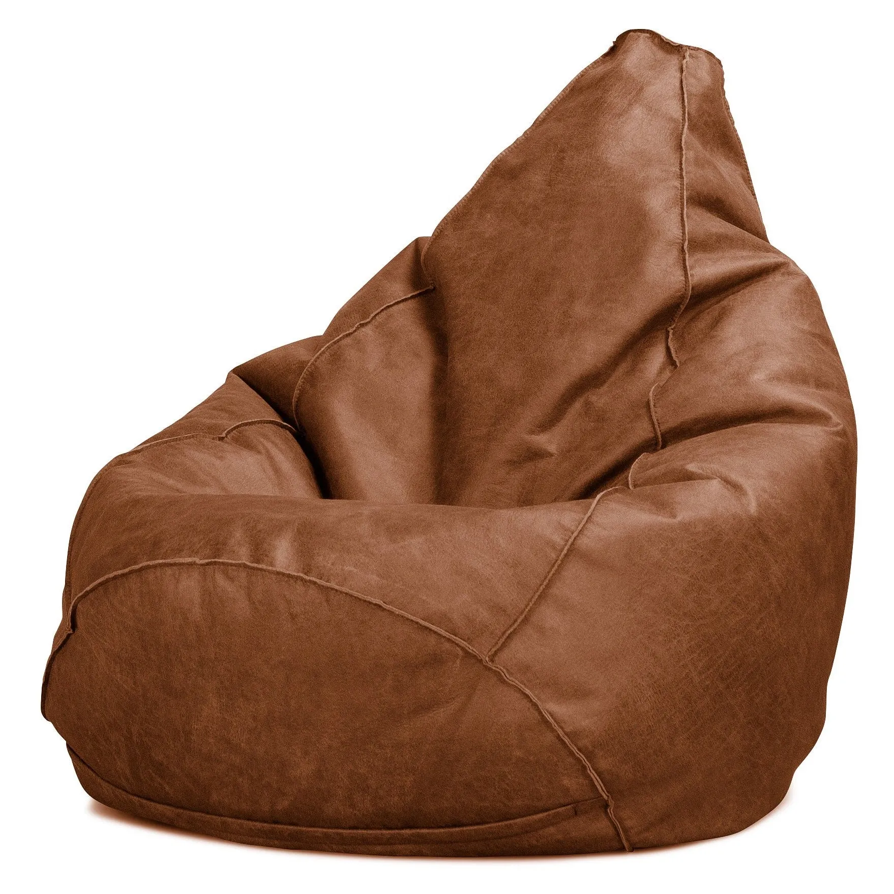 Highback Bean Bag Chair - Distressed Leather British Tan