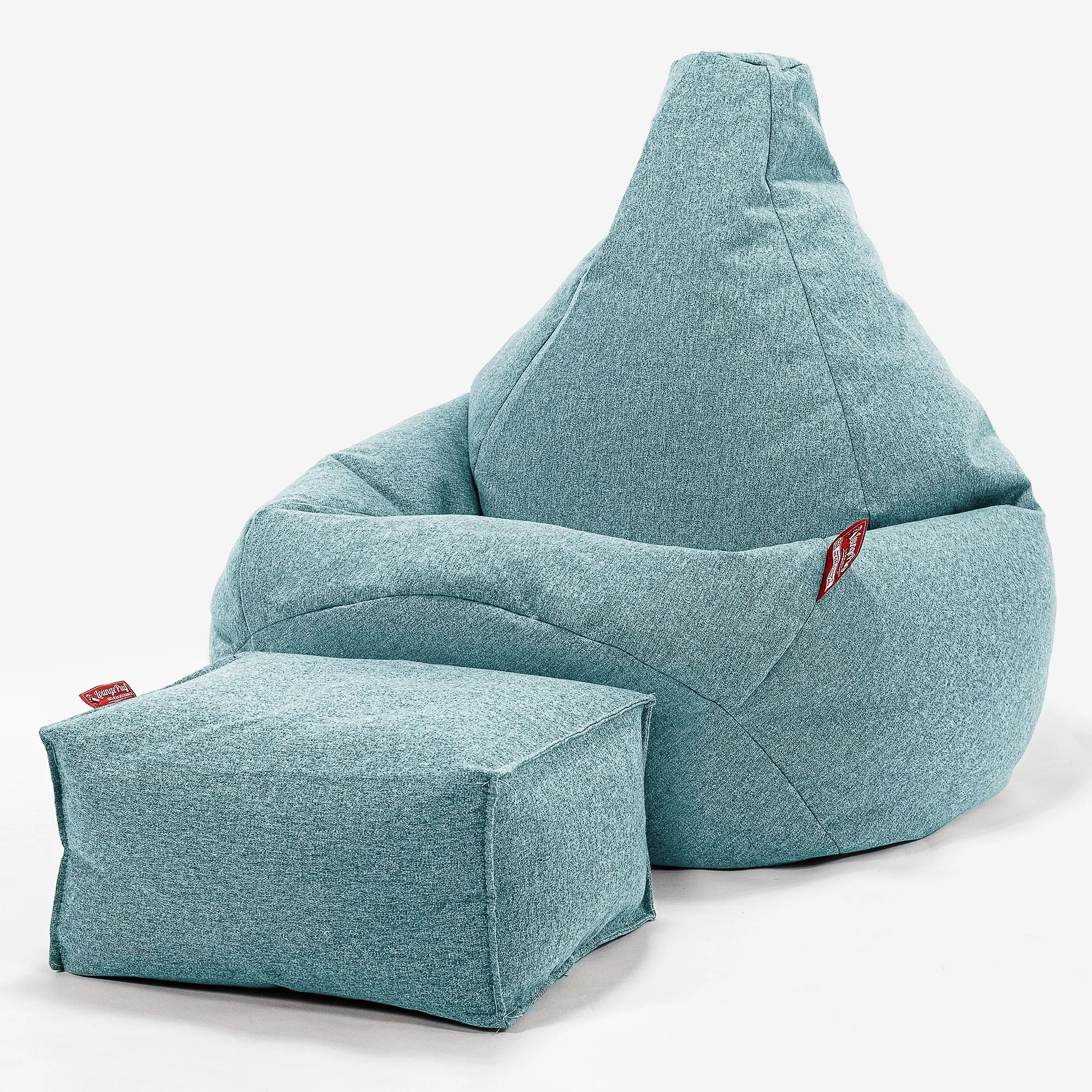 Highback Bean Bag Chair - Interalli Wool Aqua