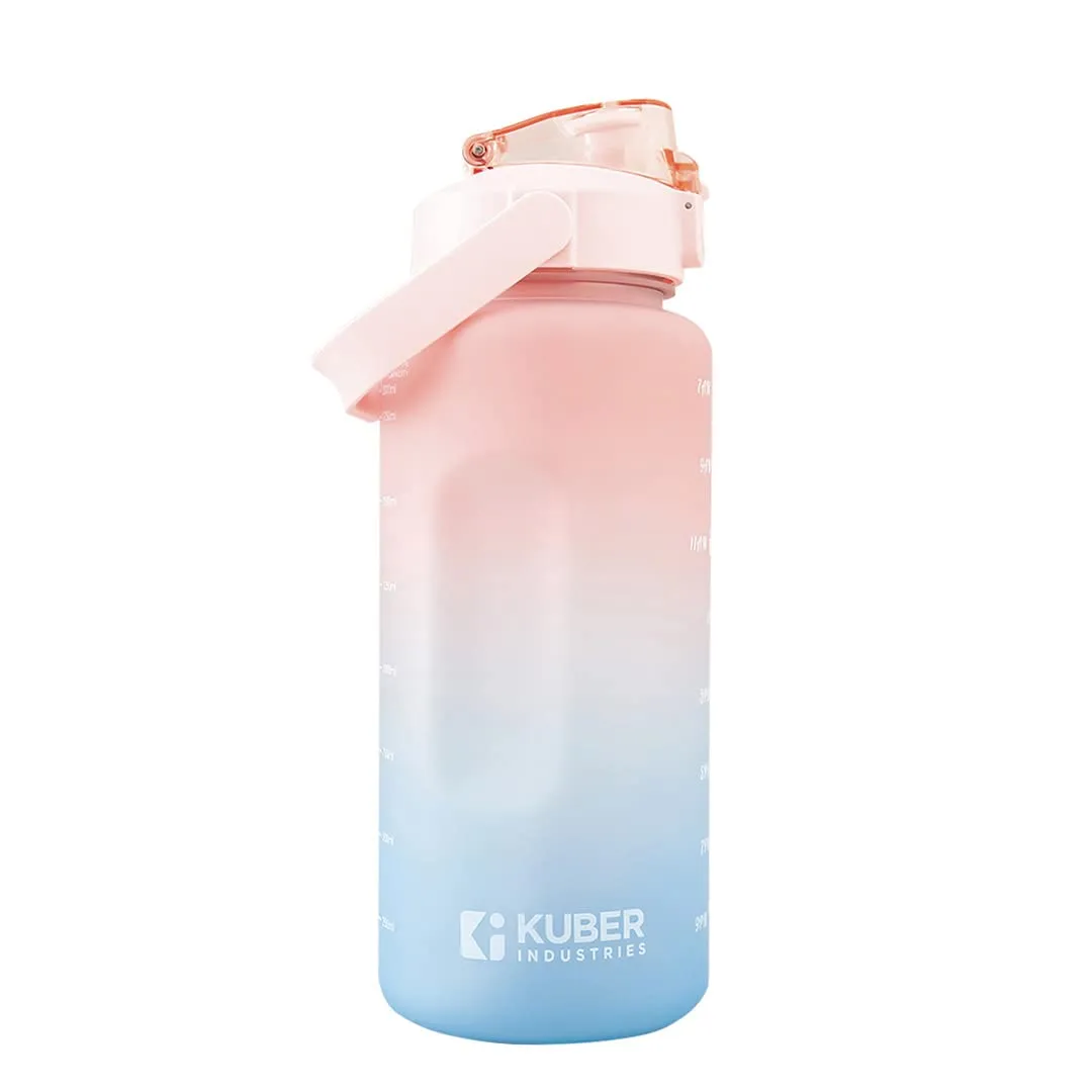 Homestic Motivational 2 Litre Water Bottle with Time Marker|BPA Free,Leakproof,Non-Toxic & Durable|Sipper Water Bottle for Kids & Adults with Straw|For Gym,Home,Office & School |Pink