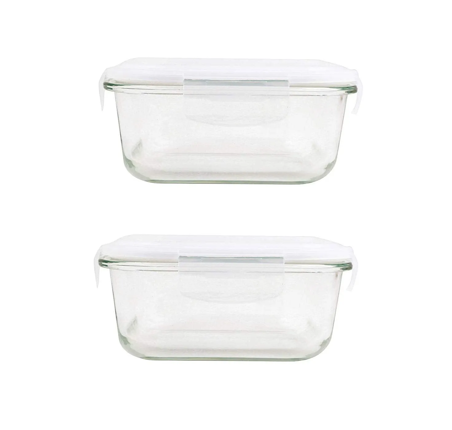 HOMIES, Set of 2 pieces, Square Glass Food Storage Container with Pink lids (lunch box/storage organizer), Air Tight and BPA Free - Capacity: 500 ml each, Dimension: 13X5.6 cms each