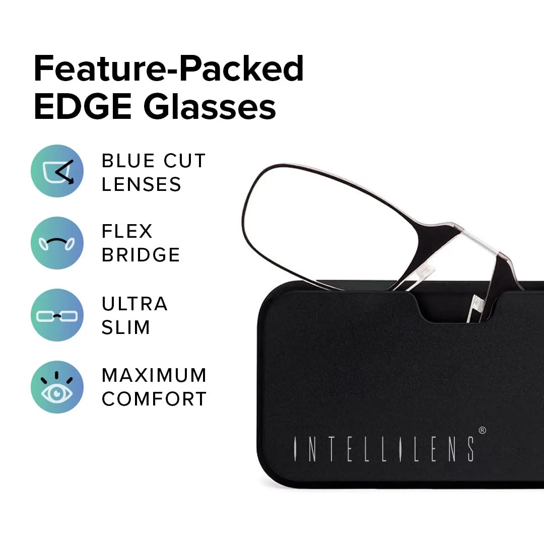 Intellilens Edge Reading Glasses (Pack of 2) For Men and Women (Black, 2.00)