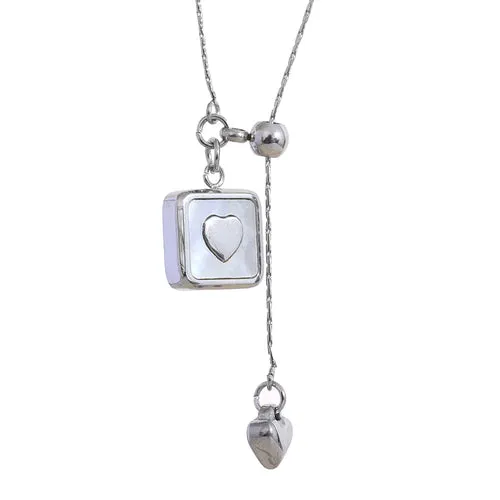 KESLEY Stylish Square Heart Shell Pendant Stainless Steel Romantic