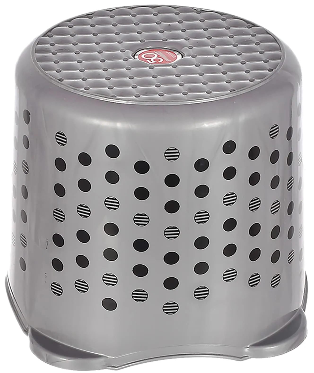 Kuber Industries Comfy Stool Dot Printed Anti-Slip Plastic Stool for Bathroom, Kitchen, Bedroom and Living Room (Grey)-46KM0156, Standard