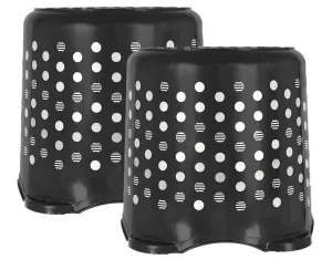 Kuber Industries Comfy Stool Dot Printed Anti-Slip Plastic Stool for Bathroom, Kitchen, Bedroom and Living Room- Pack of 2 (Black)-46KM0154