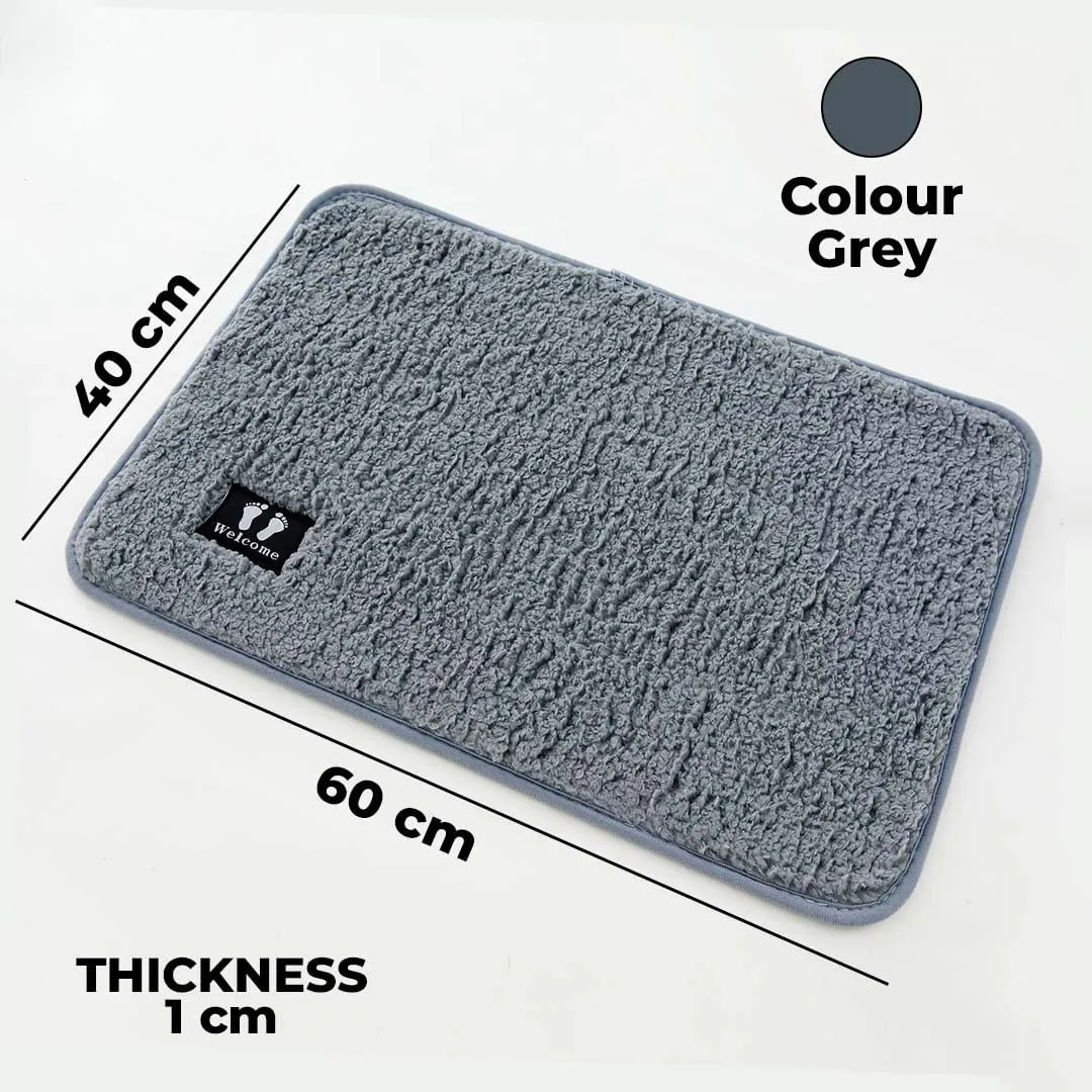 Kuber Industries Floor |Stylish Door Mat|Durable & Easy to Maintain|Multi-Utility Floor for Living Room,Bedroom,Bathroom,Kitchen,Entrances|40 x 60 cm,Grey, Pack of 2