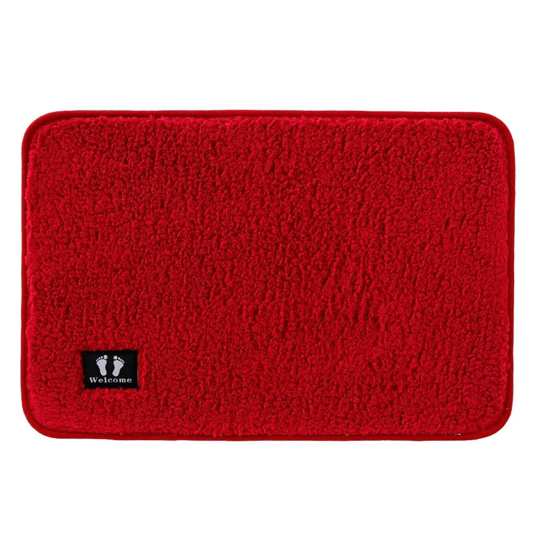 Kuber Industries Floor |Stylish Door Mat|Durable & Easy to Maintain|Multi-Utility Floor for Living Room,Bedroom,Bathroom,Kitchen,Entrances|40 x 60 cm,Red, Pack of 2