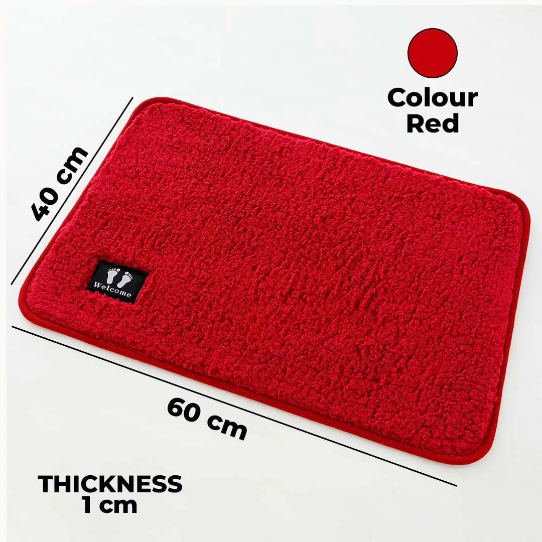 Kuber Industries Floor |Stylish Door Mat|Durable & Easy to Maintain|Multi-Utility Floor for Living Room,Bedroom,Bathroom,Kitchen,Entrances|40 x 60 cm,Red, Pack of 2