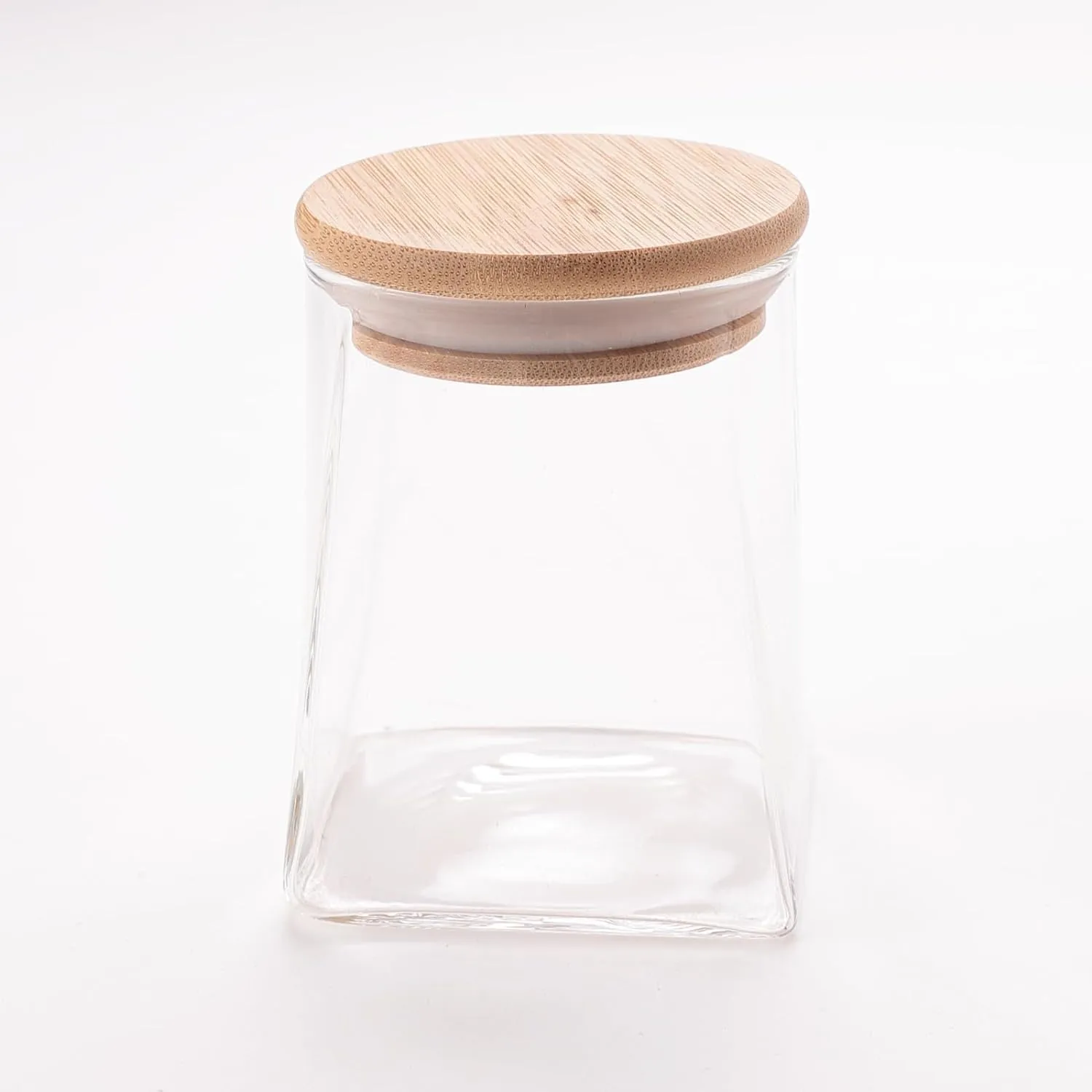 Kuber Industries Glass Jar | Multi-Utility Kitchen Organizer | Airtight Bamboo Lid | Food Storage Container | Cookies Storage Jar | 350 ML | LP016 | Transparent