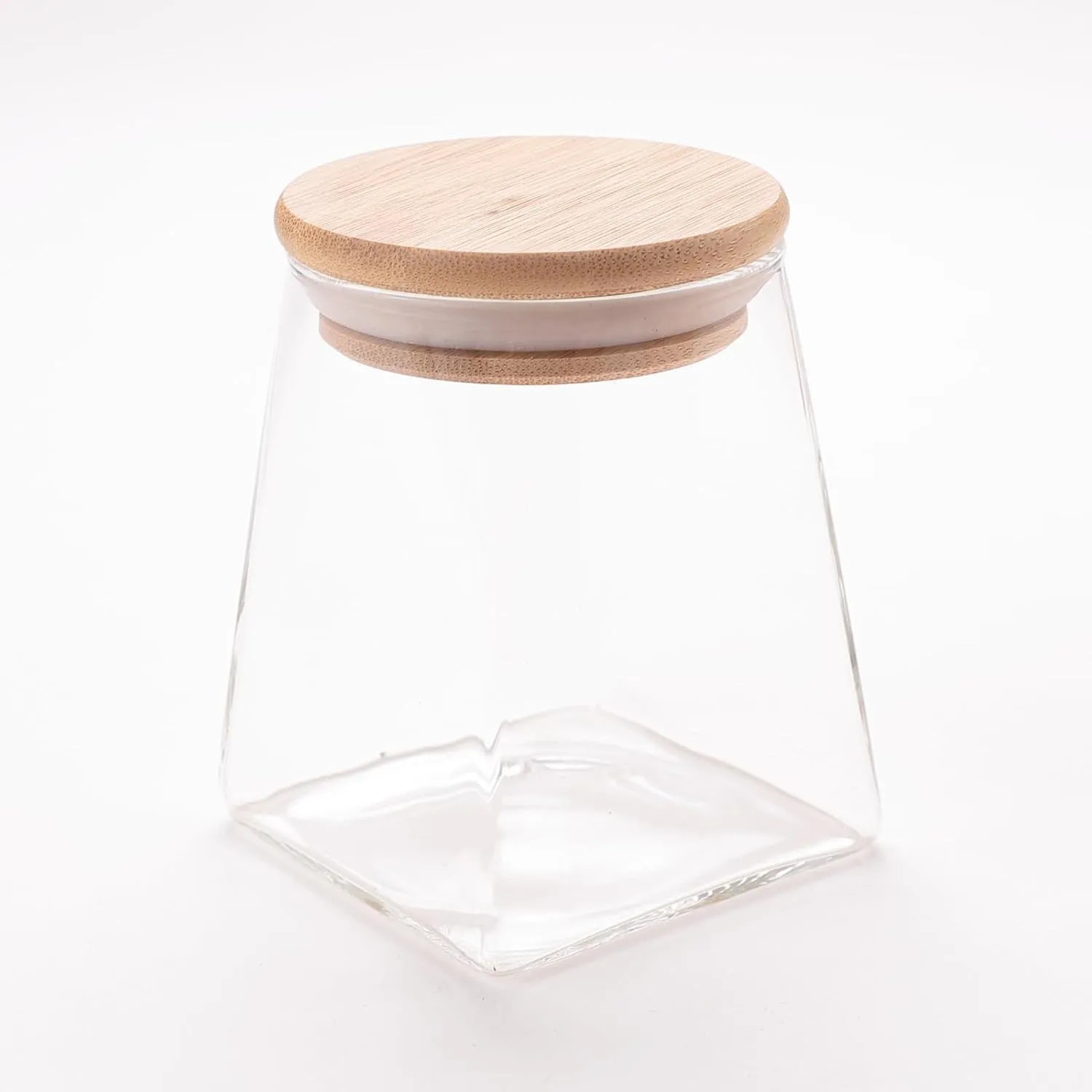 Kuber Industries Glass Jar | Multi-Utility Kitchen Organizer | Airtight Bamboo Lid | Food Storage Container | Cookies Storage Jar | 350 ML | LP016 | Transparent