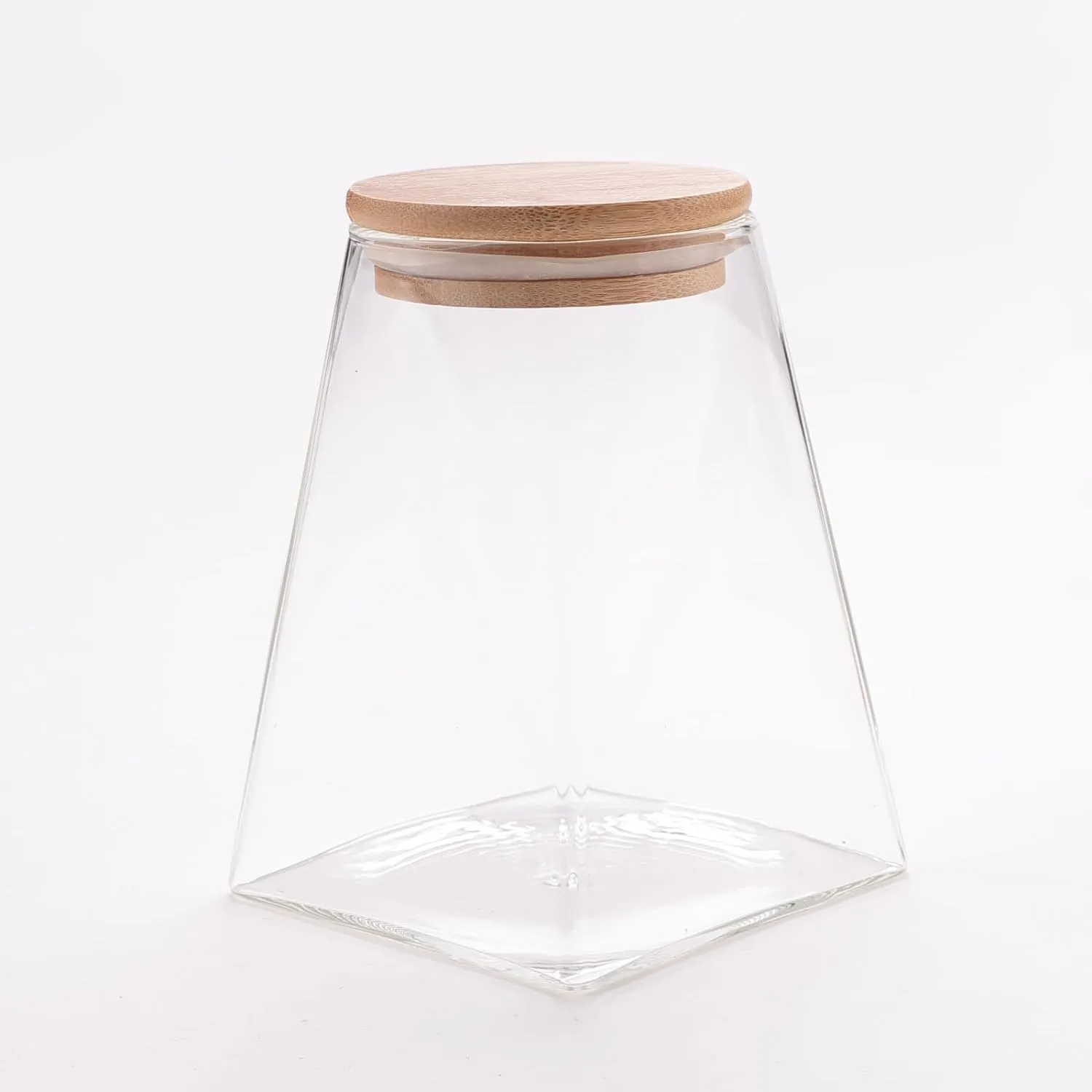 Kuber Industries Glass Jar | Multi-Utility Kitchen Organizer | Airtight Bamboo Lid | Food Storage Container | Cookies Storage Jar | 500 ML | LP017 | Transparent