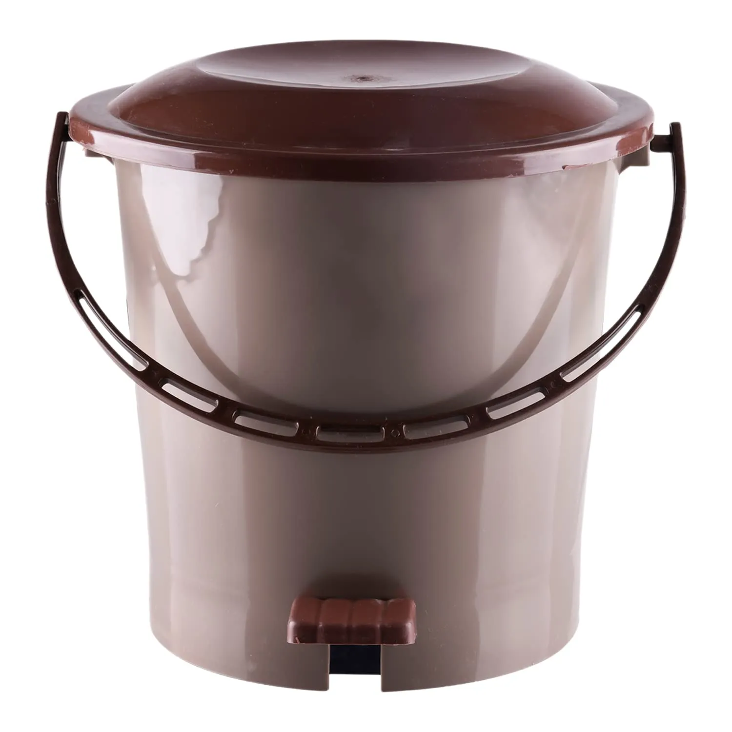 Kuber Industries Pedal Dustbin|Plastic Pedal Dustbin|Kitchen Waste Paper Bin|Dustbin For Bedroom|5 Liter Dustbin|Pack of 2 (Brown)