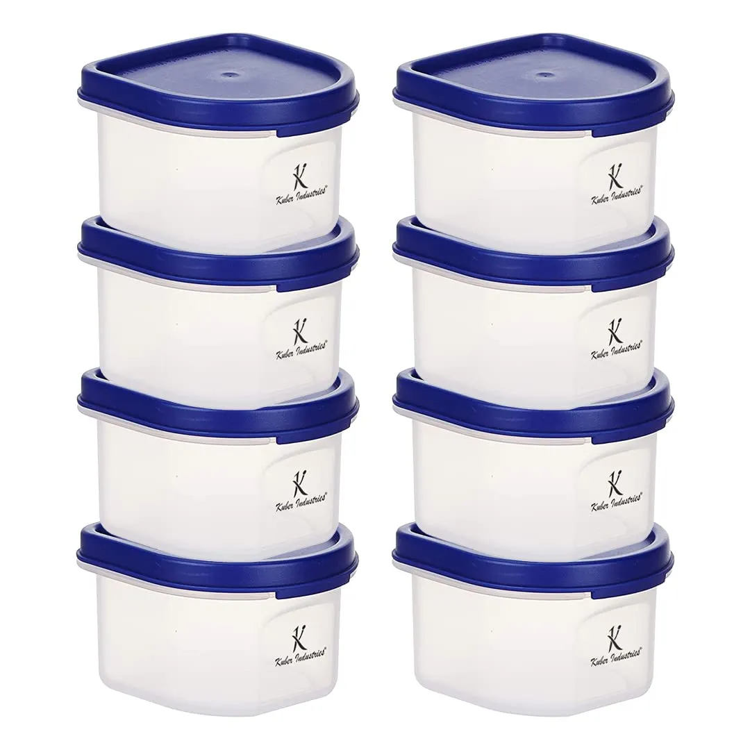 Kuber Industries Set Of 8 Food Storage Modular Container with Lid | Plastic Unbreakable Storage | Leak proof Food Grade Kitchen Organizer With Lid | 250 ML | White |